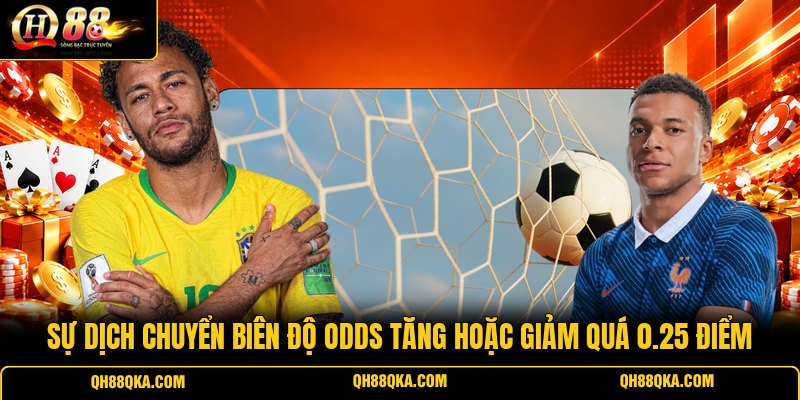 Sự dịch chuyển biên độ Odds tăng hoặc giảm quá 0.25 điểm Sự dịch chuyển biên độ Odds tăng hoặc giảm quá 0.25 điểm